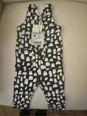 Kate Quinn Black and White Ghost Button Pocket Overall